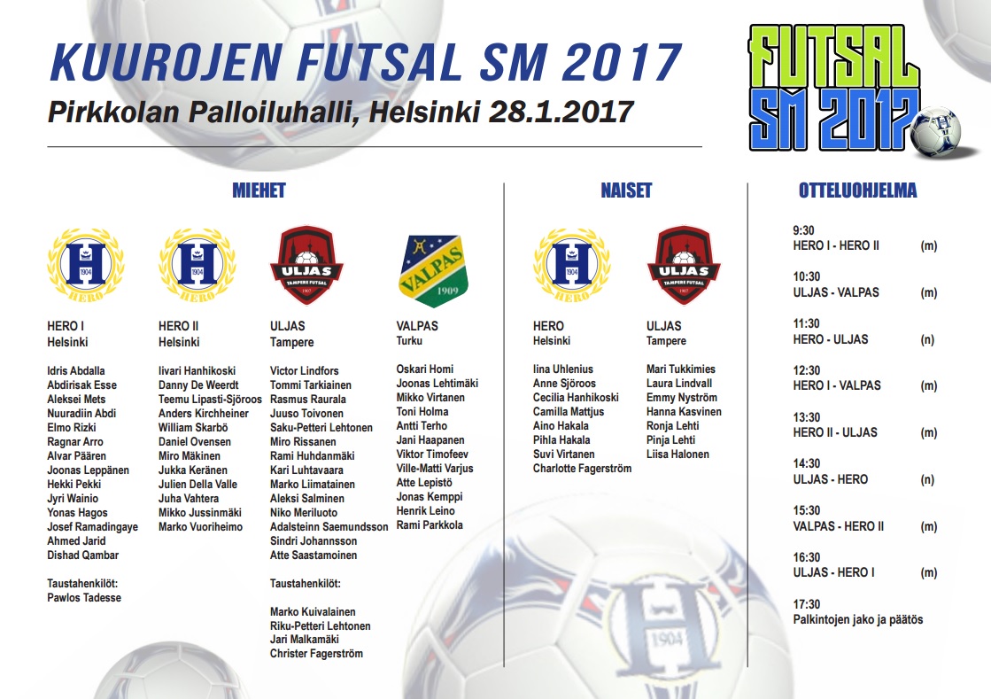 FUTSAL SM2017 pelaajat & otteluohjelma